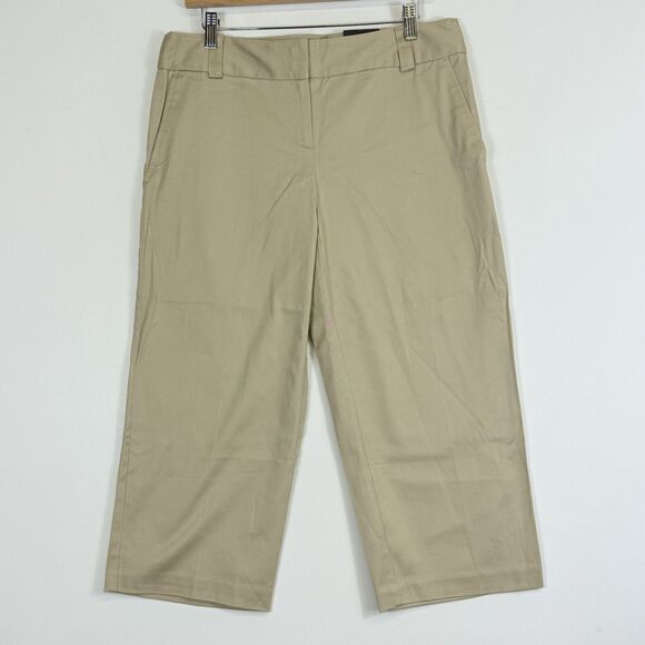 Izod‎ Stretch Beige Sand Solid Twill Capris Cropped Pants Women's 10 NEW NWT - Picture 1 of 6